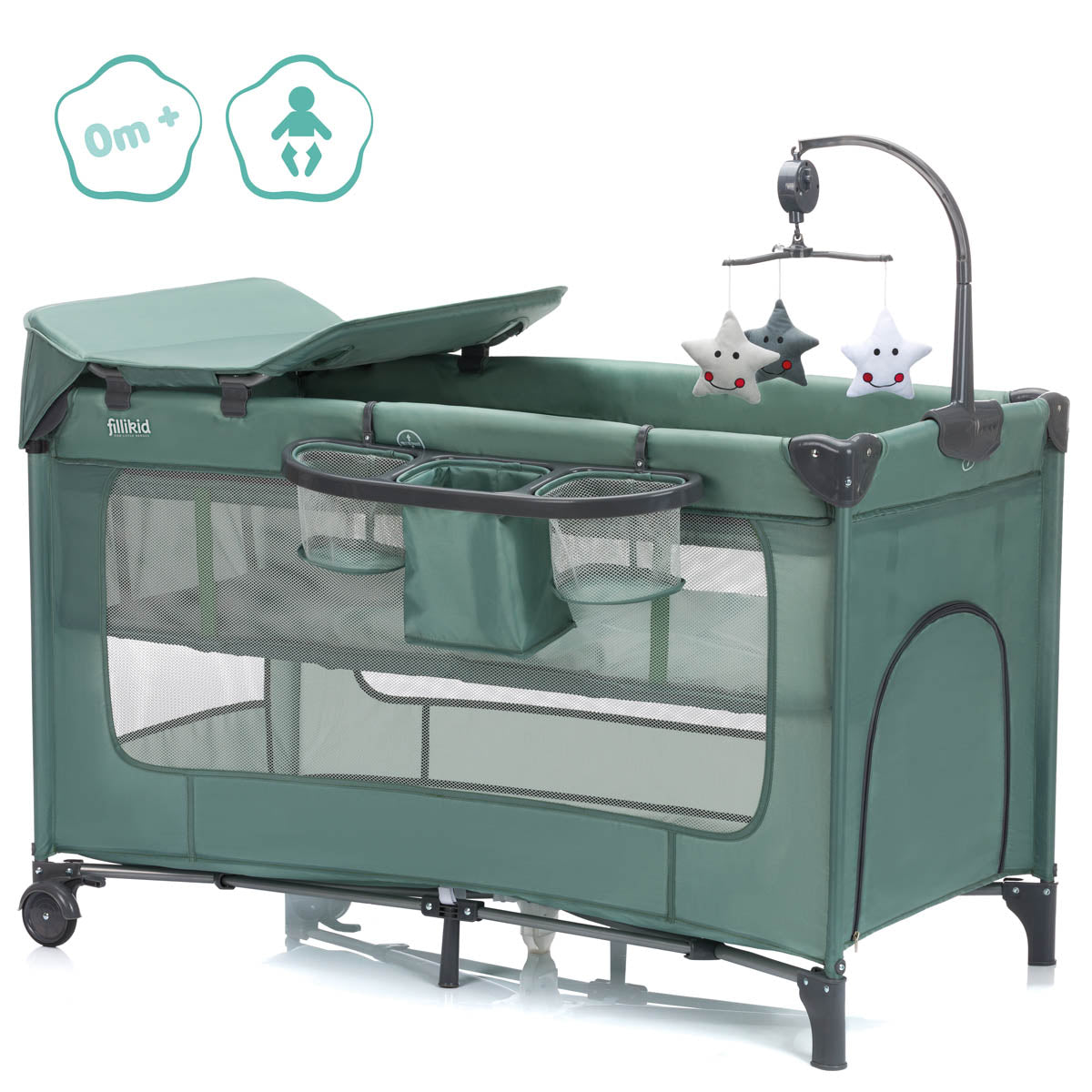 Fillikid Сгъваема Кошара За Сън И Игра На Две НиваCapri - Green