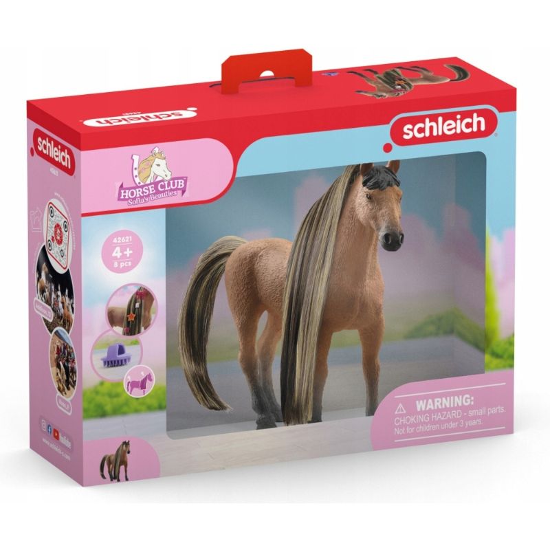 Schleich Achal Teke Stallion puha sörénnyel és kiegészítőkkel