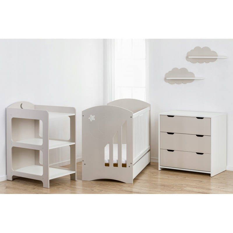 Детска Стая Moon - Кошара,Скрин,Шкаф За Повиване + Матрак Бежов