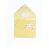 4581 Бродирана Бебешка Кърпа От 2 Ч. Мече Жълт --- BebeMama