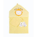 4582 Бродирана Бебешка Кърпа От 2 Ч.Лъв Жълто --- BebeMama