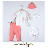 4695 Комплект За Новородено5 Ч. С Заек Пудра --- BebeMama