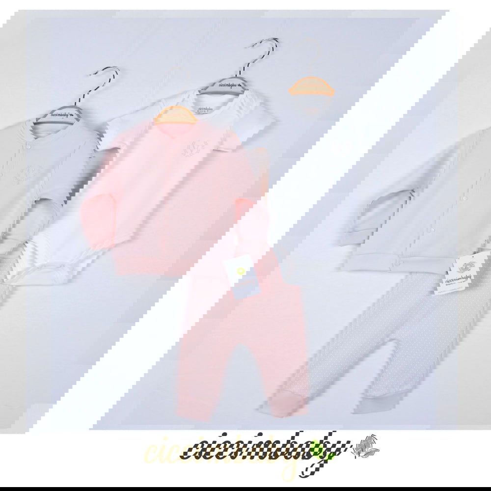 4703 Комплект 3Ч. С Лого Розов 12М. --- BebeMama