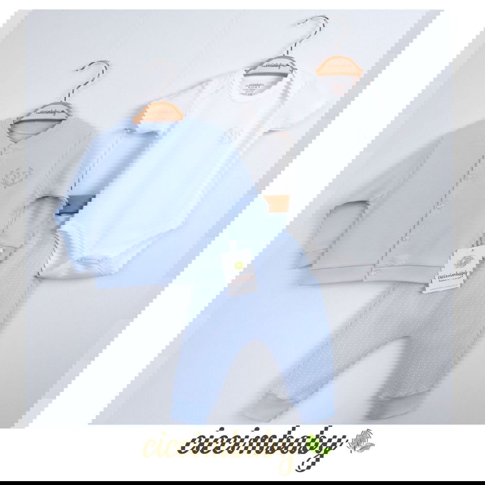 4703 Комплект 3Ч.С Лого Син 9М. --- BebeMama