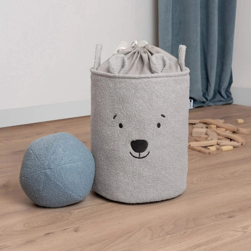 Букле Кош За Съхранение На Играчки Xl С Връзка, Сиво Мече Sipo