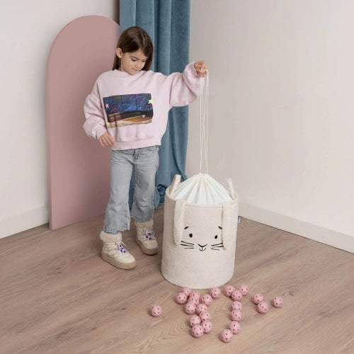 Kош За Съхранение На Играчки Xl С Връзка, Кремаво Зайчe Sipo