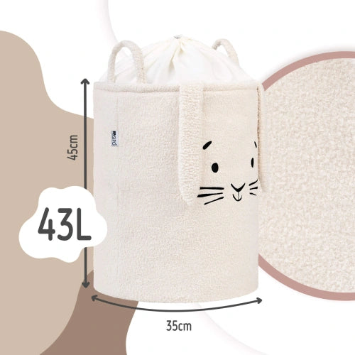 Kош За Съхранение На Играчки Xl С Връзка, Кремаво Зайчe Sipo