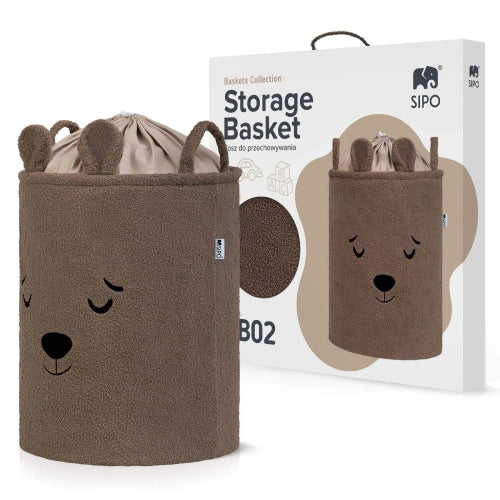 Кош За Съхранение На Играчки Xl С Връзка, Кафяво Мече Sipo