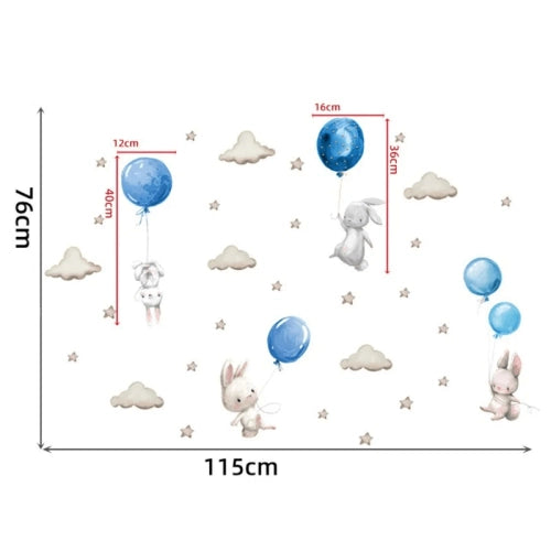 Детски Стикери За Стена За Детска Стая – Зайчета Балони Син - Аксесоари За Стая - Sipo - BebeMama