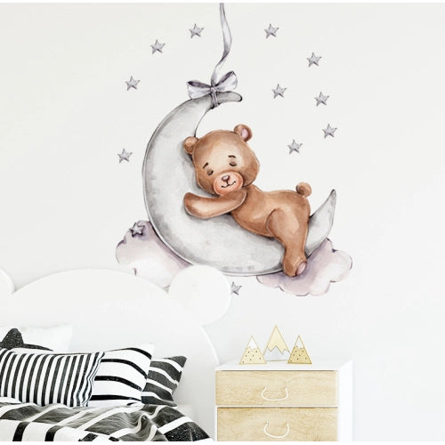 Детски Стикер За Стена За Детска Стая Плюшено Мече На Луната --- BebeMama