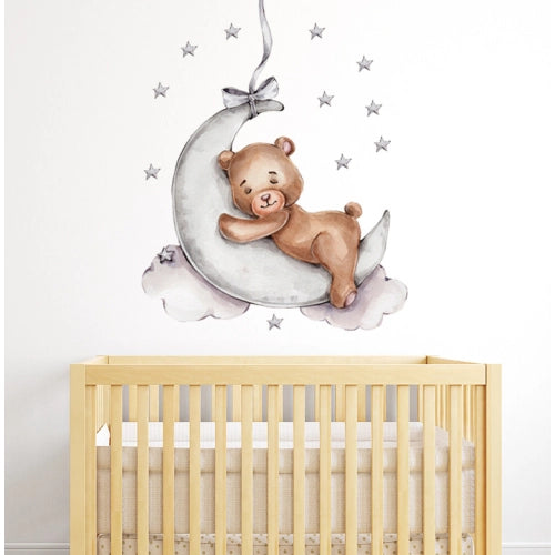 Детски Стикер За Стена За Детска Стая Плюшено Мече На Луната --- BebeMama