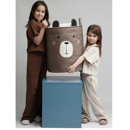 Детски Кош За Играчки, Голям Контейнер, Кафяво Мече 63L --- BebeMama