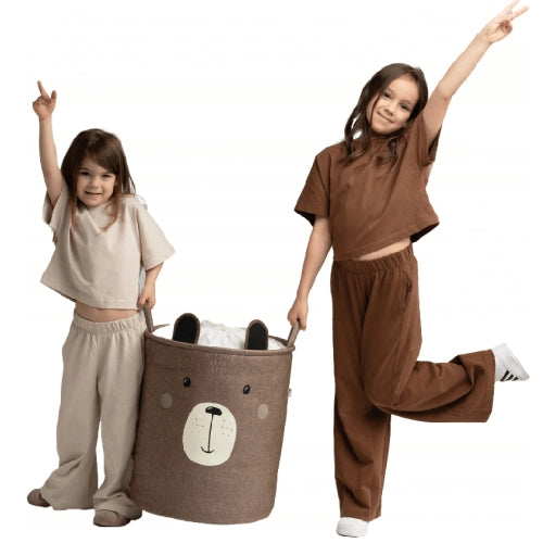 Детски Кош За Играчки, Голям Контейнер, Кафяво Мече 63L --- BebeMama