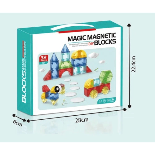 Constructor magnetic pentru copii Ro-Man cu diferite forme, 32 de piese
