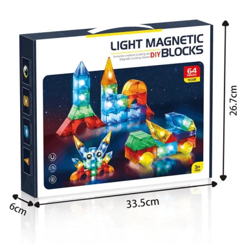 Constructor magnetic luminos Val cu lumină și 64 de piese
