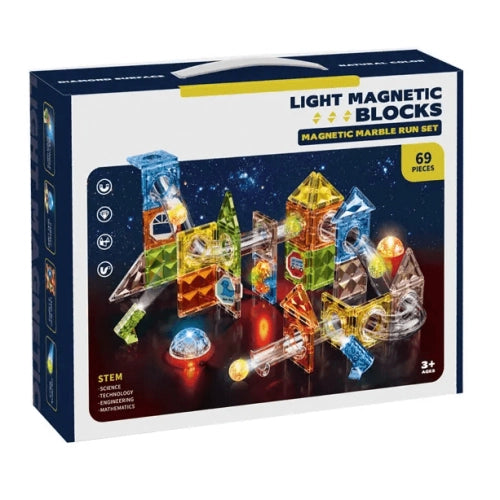 Set de construcție magnetic pentru copii, rotor, cu lumini și 69 de piese