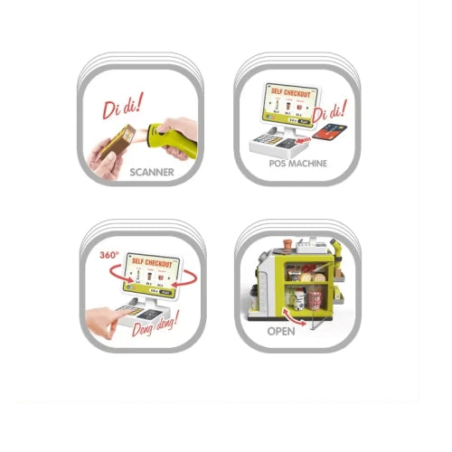 Supermarket pentru copii cu accesorii cu sunet și aparat de cafea