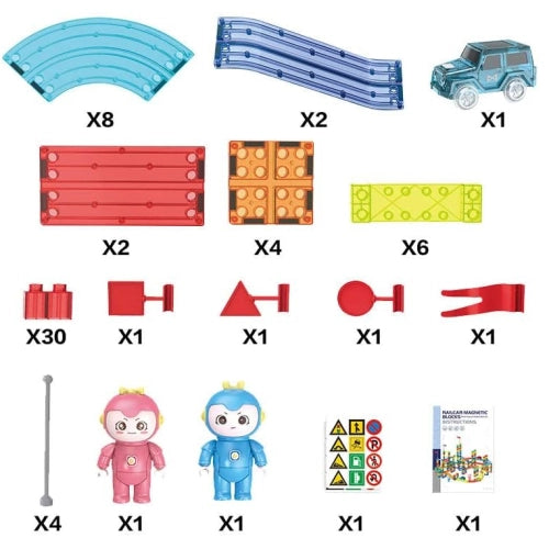 Магнитна Писта Crimson За Деца С Количка И Фигурка, 63 Части