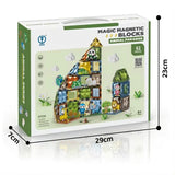 Set de construcții magnetic pentru copii, Zoo Park, cu 82 de piese și figurine