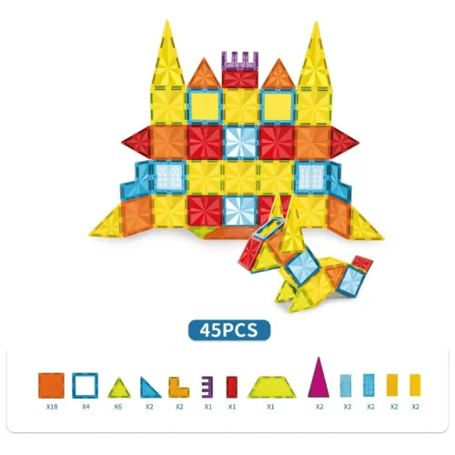 Constructor magnetic pentru copii Tima cu 45 de piese și figurine