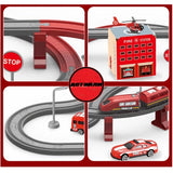 Trenuleț mare pentru copii Sonne Fire Mix cu cărucioare, 92 de piese