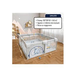 Tarc de joacă pentru bebeluși Kai Gri Junior cu covor 150*200*65