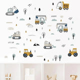 Стикери За Стена Sipo За Детска Стая, Трактори, Багери