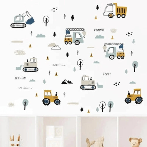 Стикери За Стена Sipo За Детска Стая, Трактори, Багери
