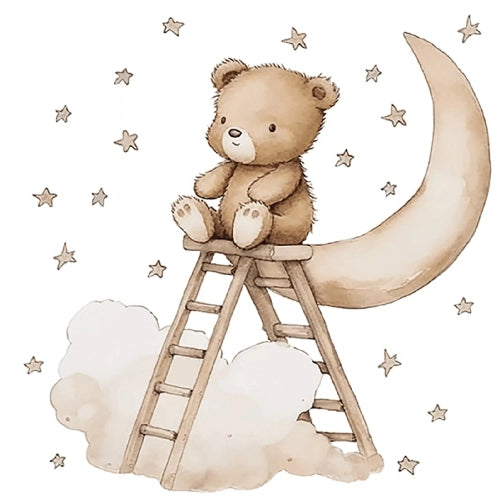 Sipo Стикери За Стена За Детска Стая, Плюшено Мече На Стълба