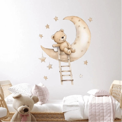 Sipo Стикери За Стена За Детска Стая, Плюшено Мече На Стълба