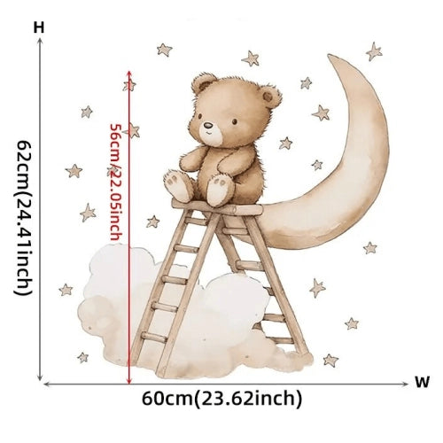 Sipo Стикери За Стена За Детска Стая, Плюшено Мече На Стълба