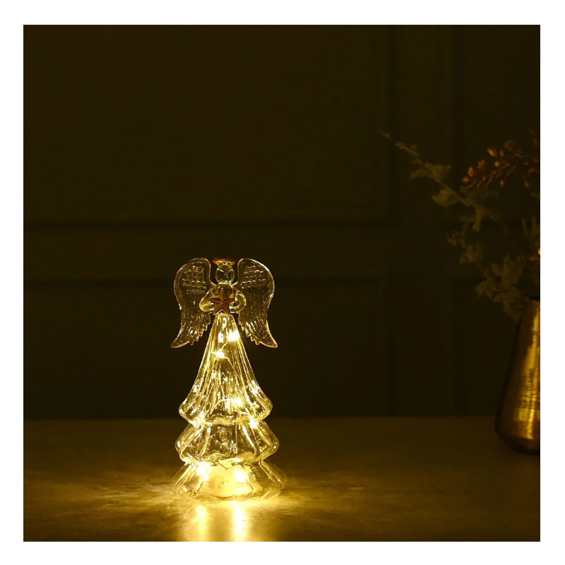 Decorațiune de înger cu LED-uri transparente celeste