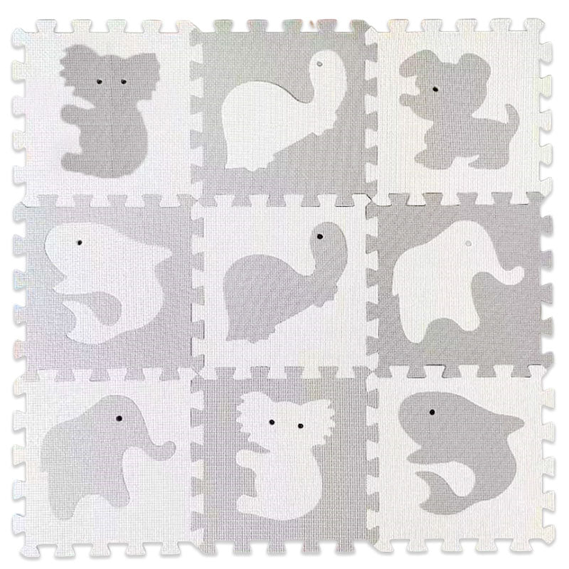 Raya Toys állatos szivacs puzzle, 9 db, fehér/szürke