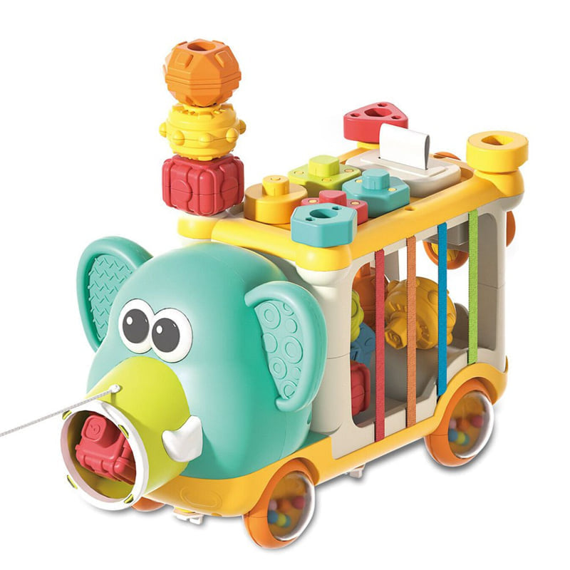 Образователно Слонче За Дърпане С Форми Син Raya Toys