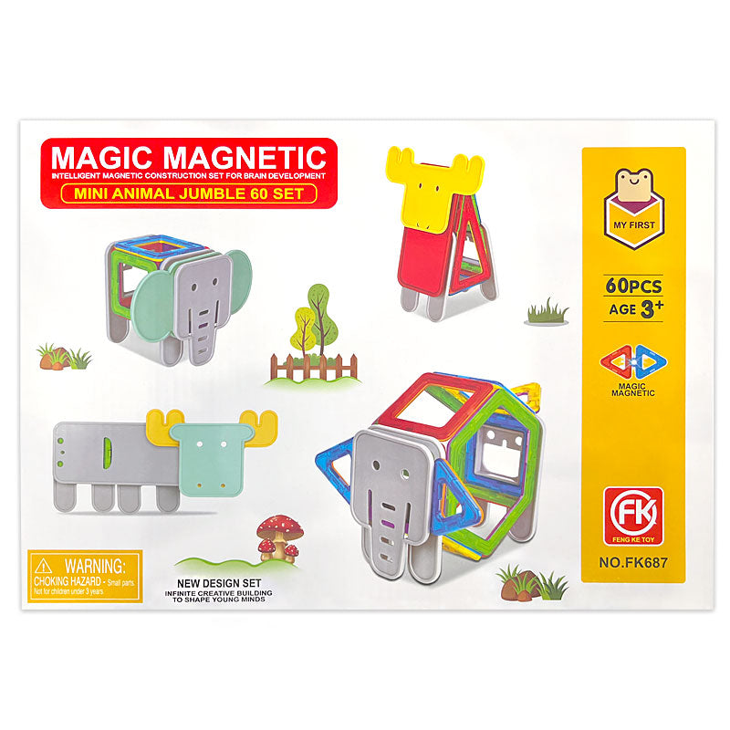 Mágneses építőjáték Állatok 60 darabos Raya Toys