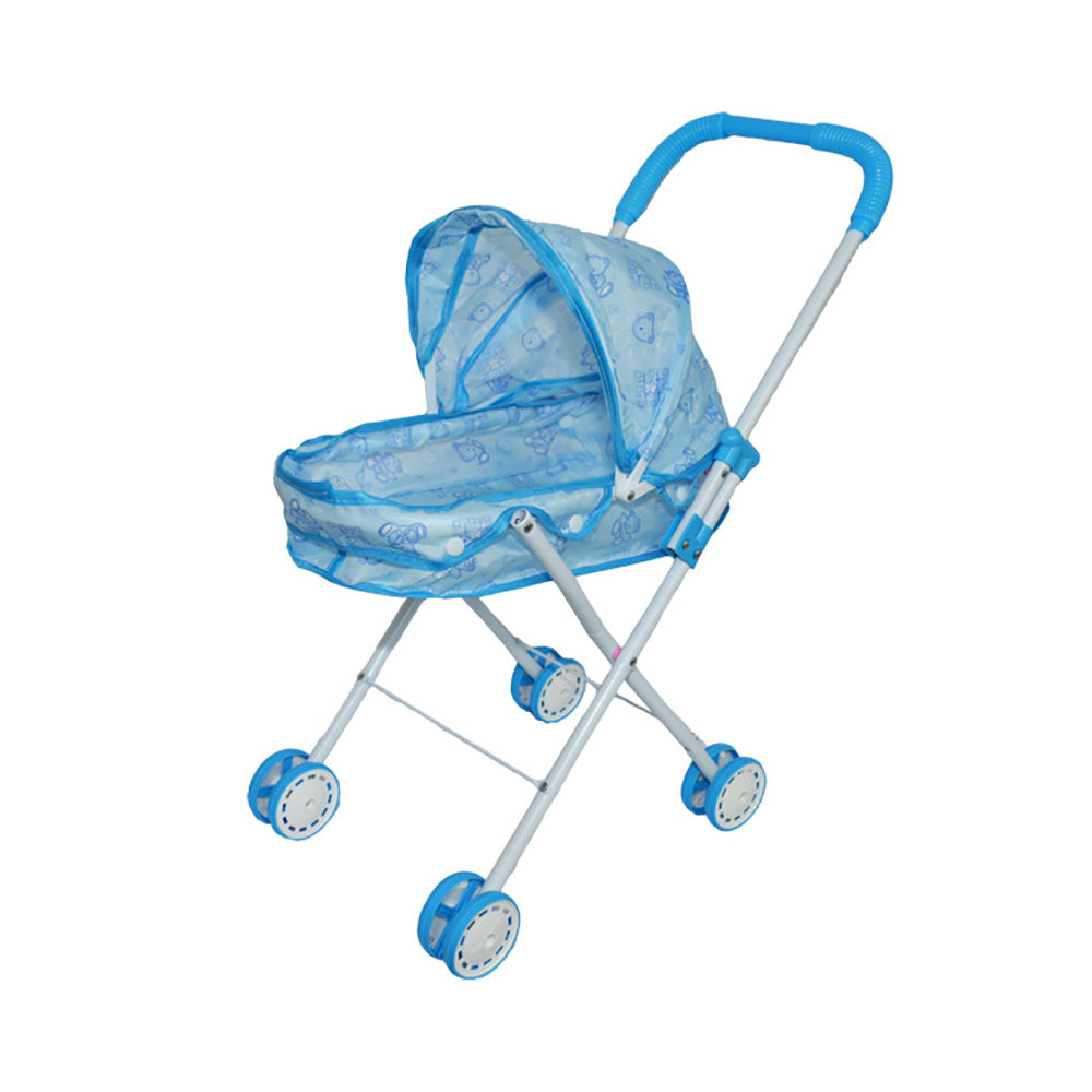 Raya Toys kék fém babakocsi