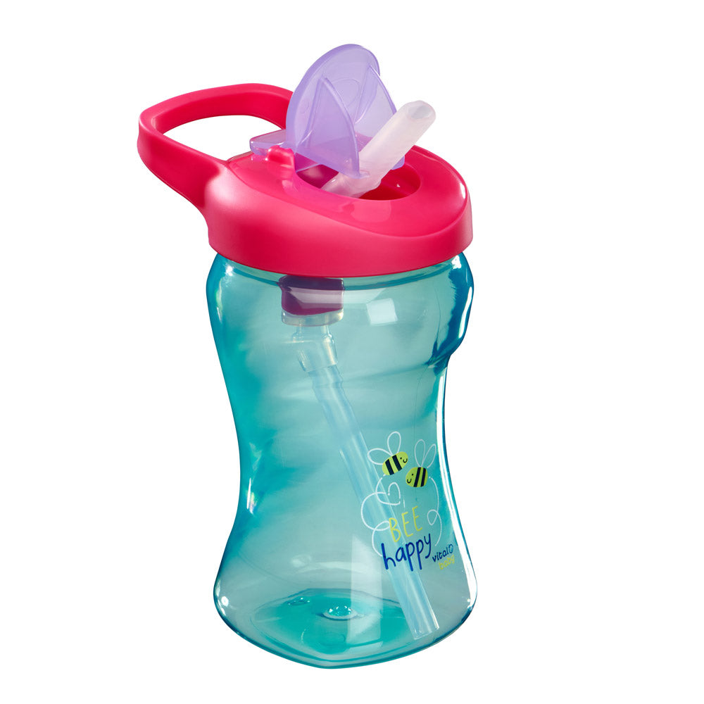 Неразливащо се шише със сламка 12м+ 340мл. синьо Vital Baby