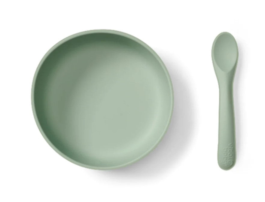 Set de cană și linguriță cu vid Mint Vital Baby din silicon
