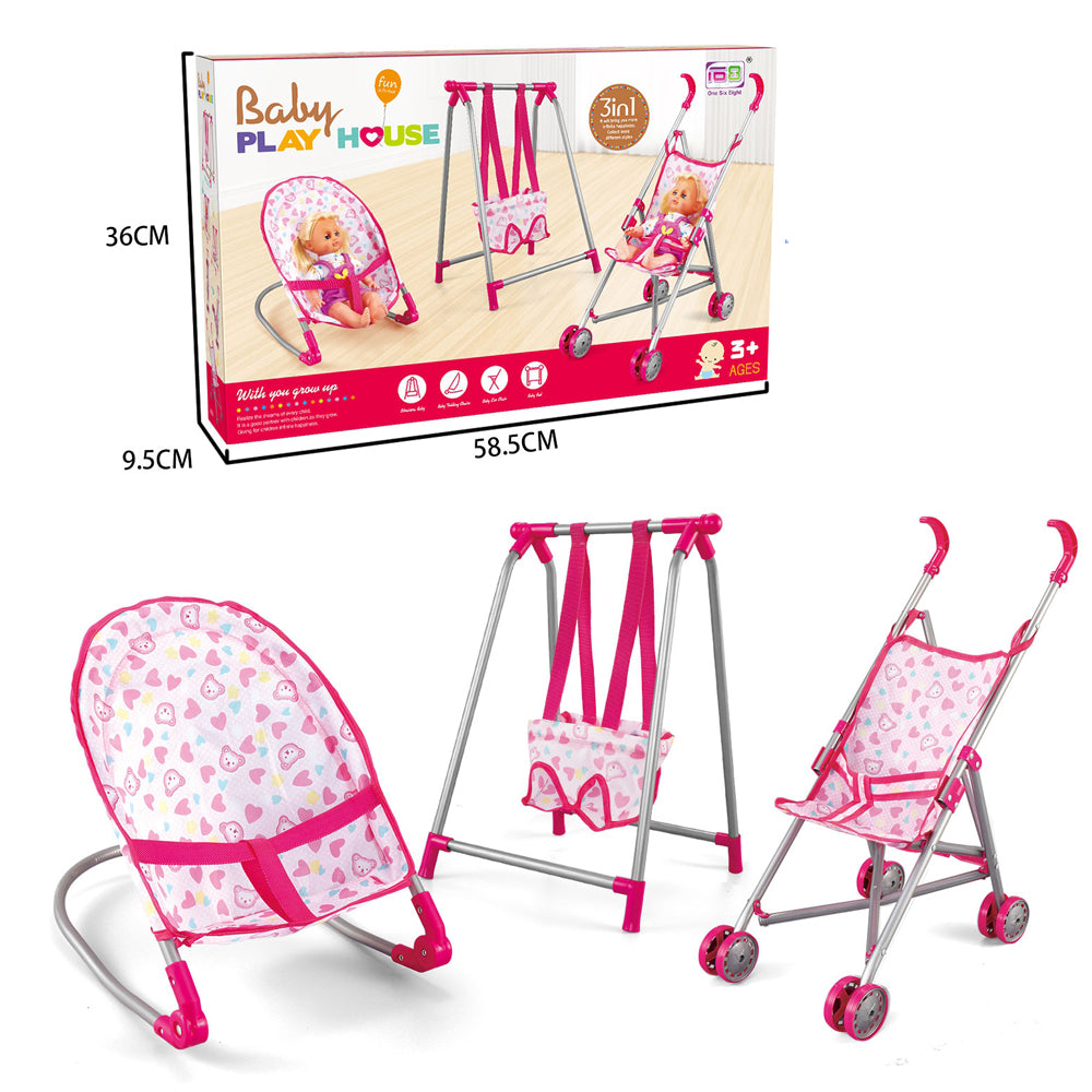 Raya Toys babakocsi, nyugágy és hinta babáknak