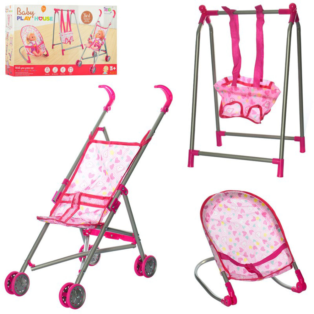 Raya Toys babakocsi, nyugágy és hinta babáknak