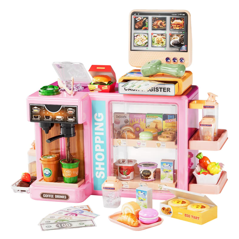 Супермаркет Мечта С Кафемашина И Аксесоари Розов Raya Toys