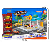 Autószerviz 4 darab fém kisautóval Raya Toys