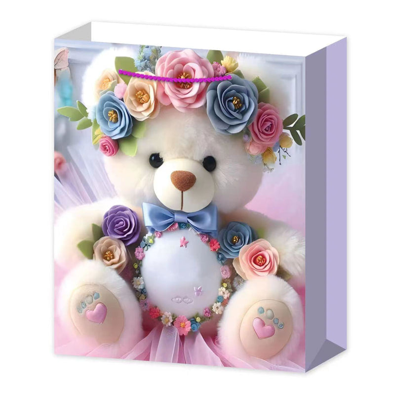L Хартиена Торбичка Бяло Мече С Цветя Raya Toys