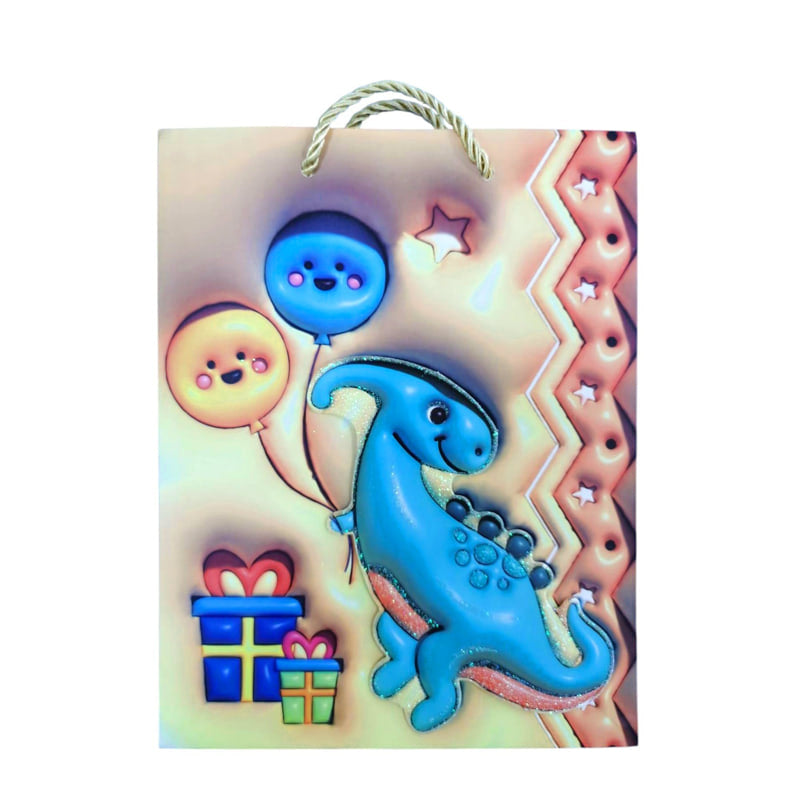 M,3d+ Хартиена Торбичка Динозавър Жълт Raya Toys