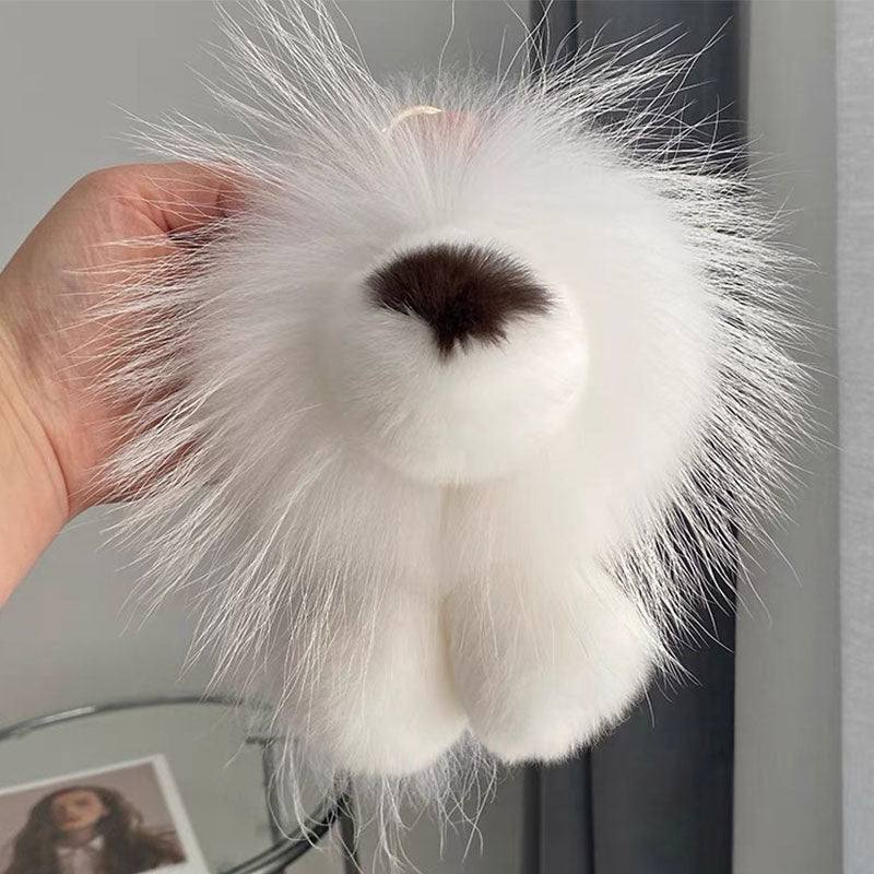 Ключодържател Лъвче Бял Естествен Косъм Raya Toys