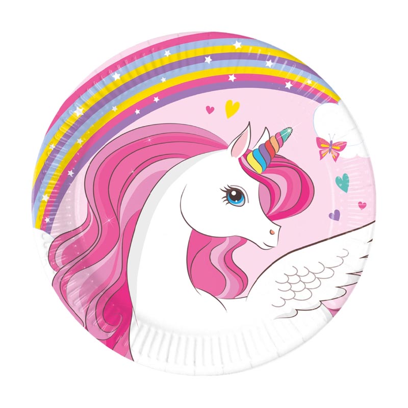 Хартиени Чинии 20см.unicorn Rainbow Procos