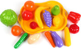 Tavă cu set de fructe și legume, 16 piese, 33x23x12 cm
