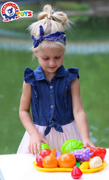 Tavă cu set de fructe și legume, 16 piese, 33x23x12 cm