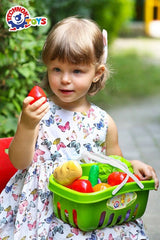 Coș cu set de fructe și legume, 17 piese, 27 x 19 x 16 cm