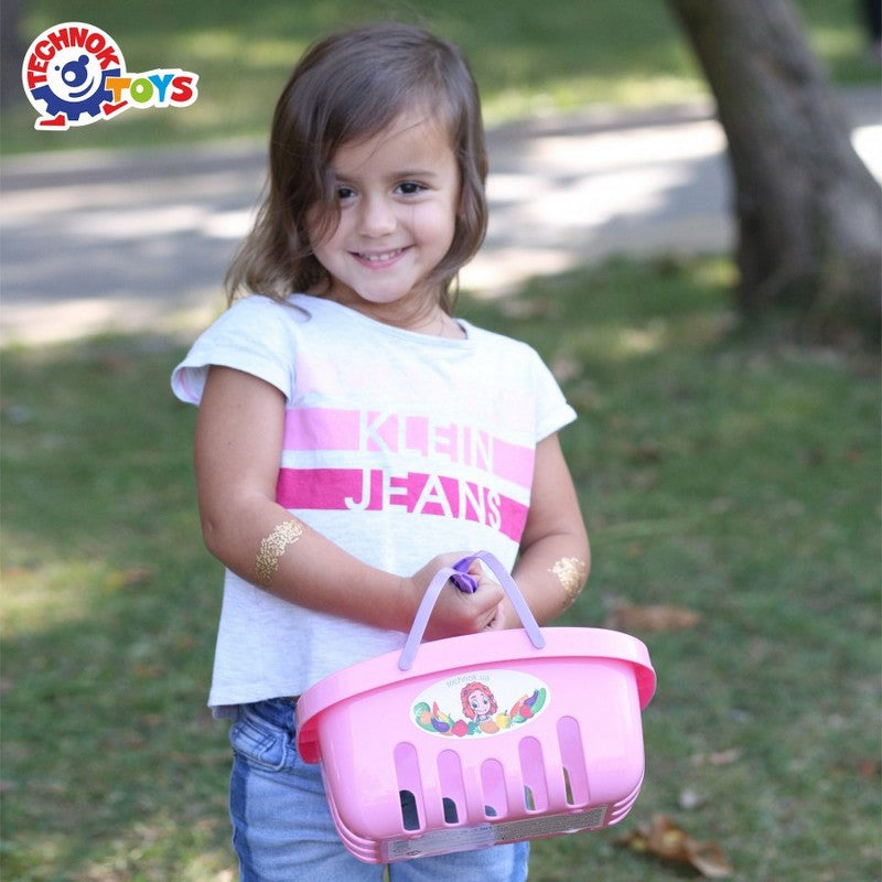 Coș cu set de fructe și legume, 17 piese, 27 x 19 x 16 cm